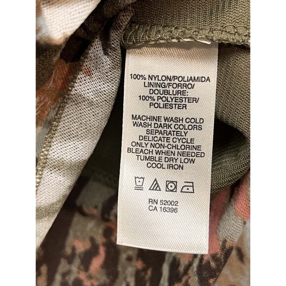 DKNY Jeans Petite Top Womens Small Y2K Brown Tan Peach‎ Ruffle Animal Print - Picture 6 of 9